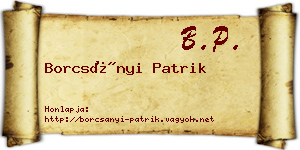 Borcsányi Patrik névjegykártya